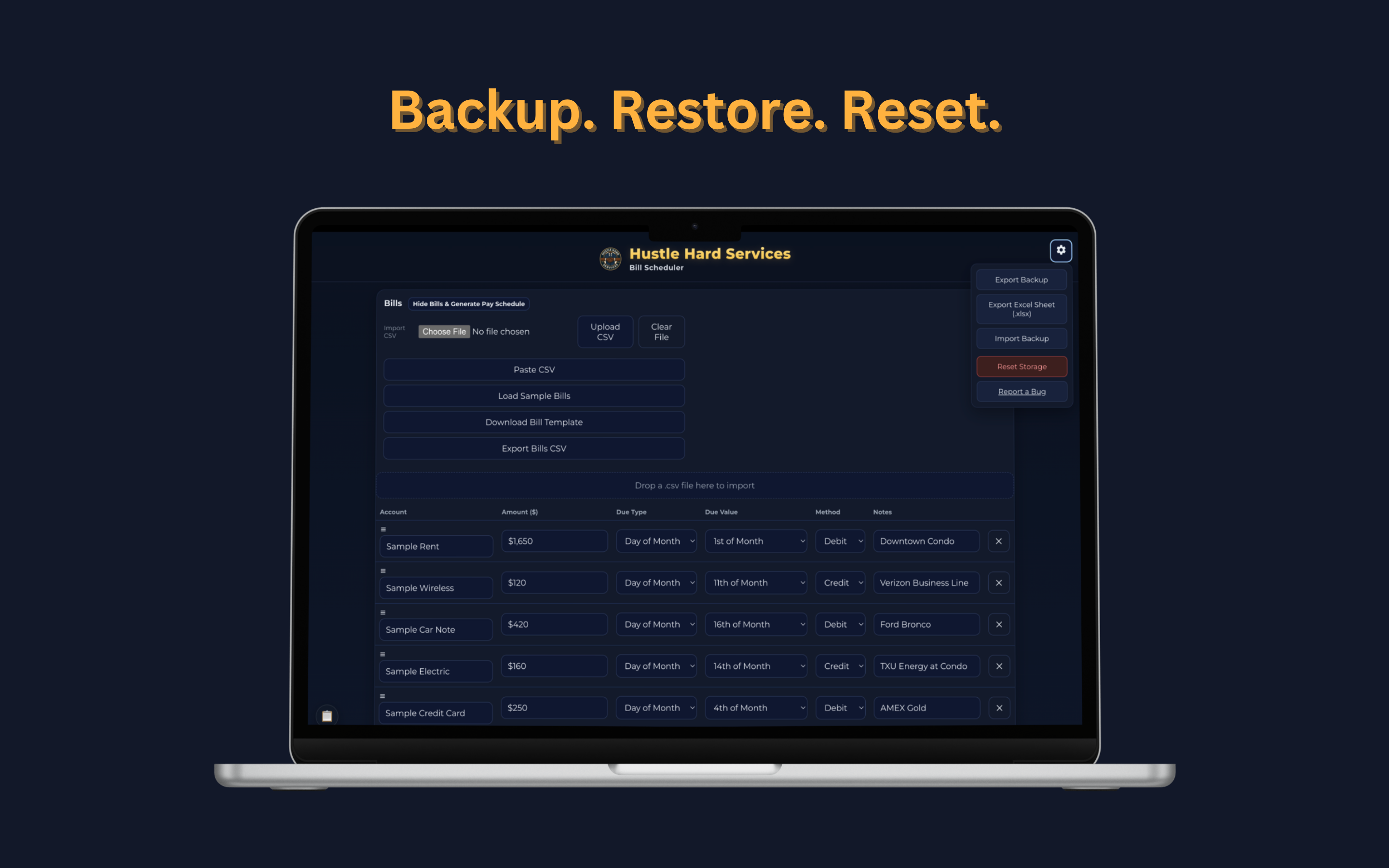 HHS Bill Scheduler screenshot 2